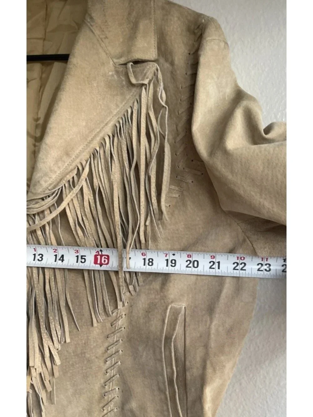 Newport News Jeanology collection 100% leather Western jacket with fringe sz 18 - Picture 7 of 14
